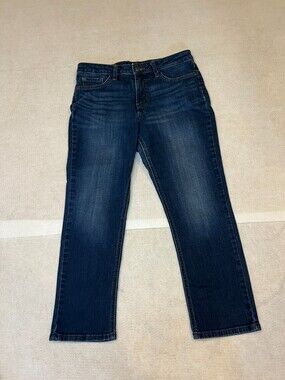 Lee Regular Fit Womens Jean Dark Wash Straight Leg Mid Rise Size 10/ 12 Med.